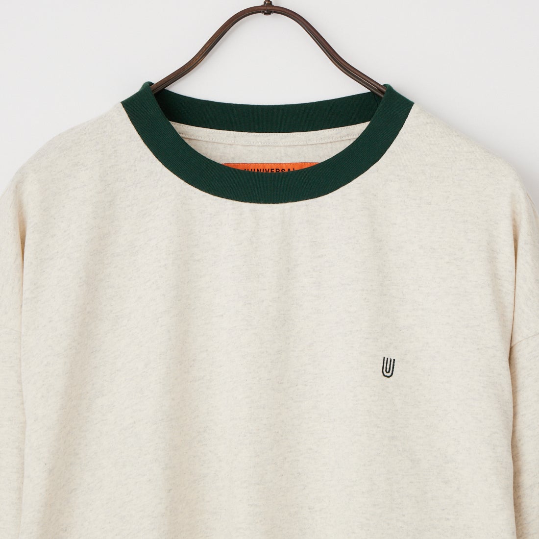 UNIVERSAL OVERALL [ユニバーサルオーバーオール] 別注 ワンポイントロゴ刺繍 ロングスリーブTシャツ [U2633215IN-JF] OATMEAL