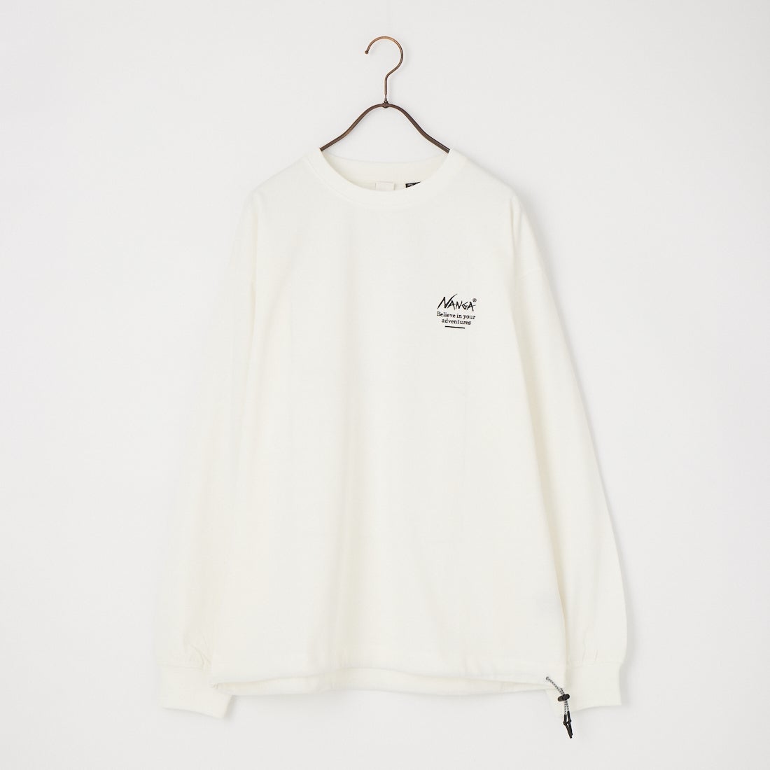 JEANSFACTORY × NANGA [ジーンズファクトリー × ナンガ] 別注 ドローコード付き バックプリントロングスリーブTシャツ [NW2602-JF] WHITE