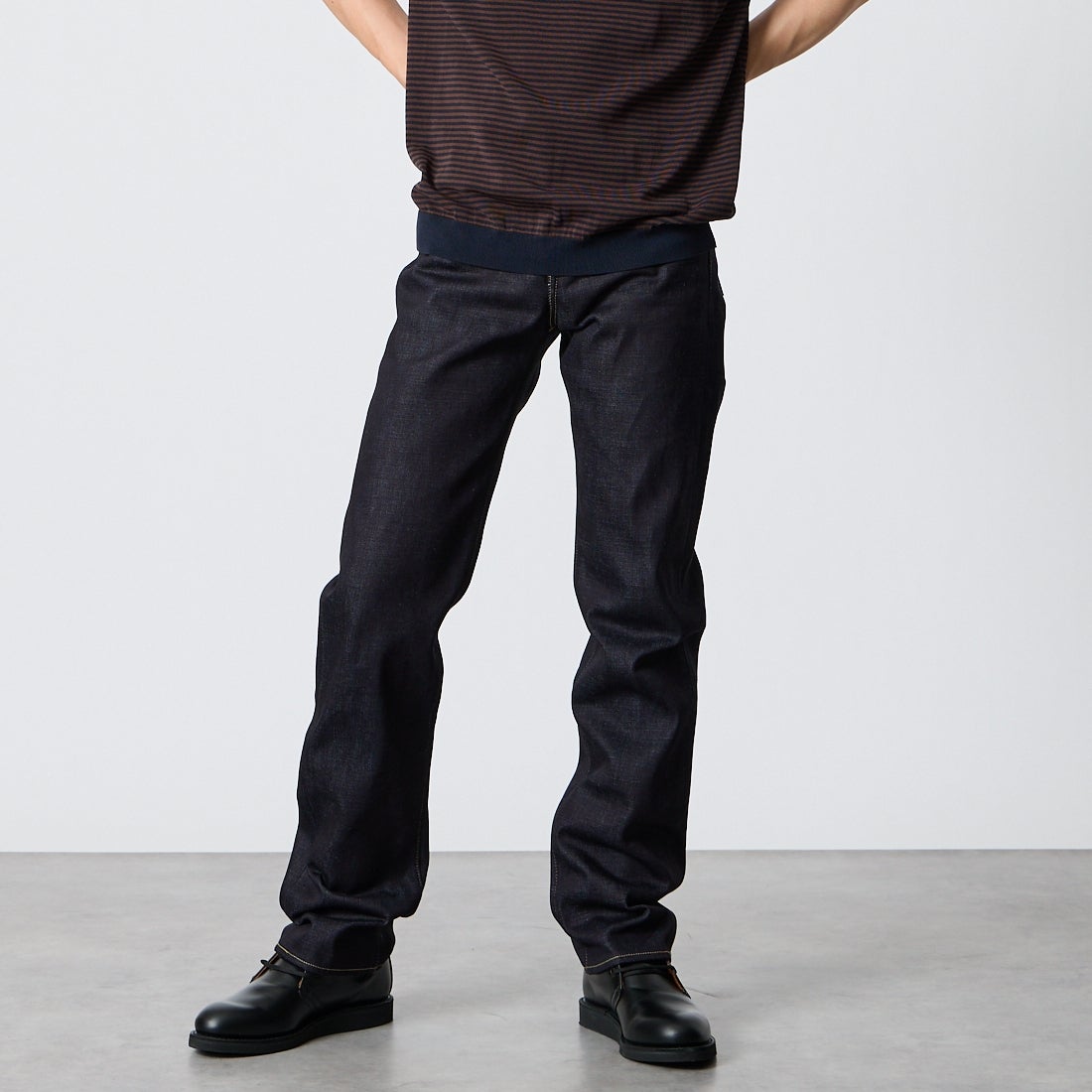 MOMOTARO JEANS [モモタロウ ジーンズ] 500 14.7ozスタンダード ナローストレートデニム [MMJZ0500] ID &&モデル身長：177cm 着用サイズ：28&&