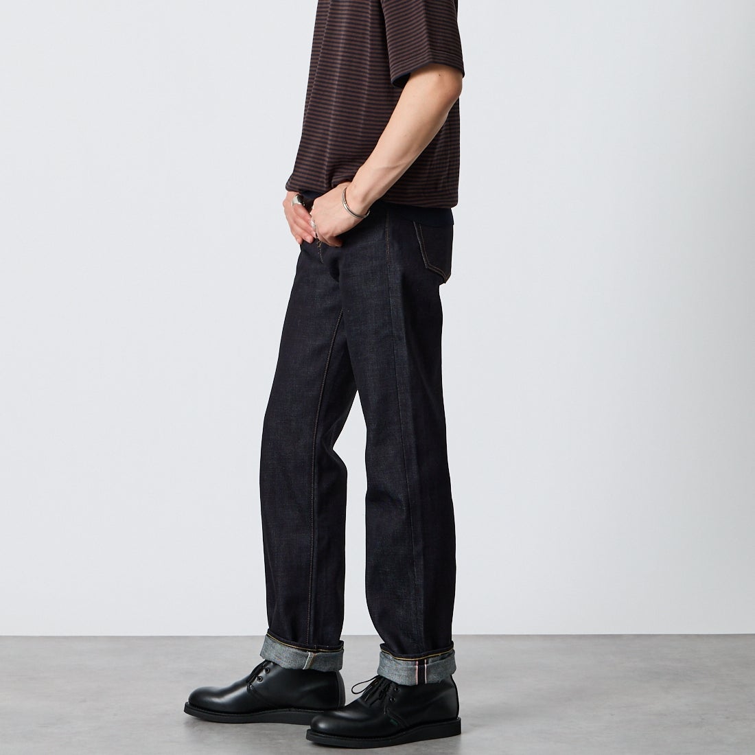 MOMOTARO JEANS [モモタロウ ジーンズ] 500 14.7ozスタンダード ナローストレートデニム [MMJZ0500] ID &&モデル身長：177cm 着用サイズ：28&&