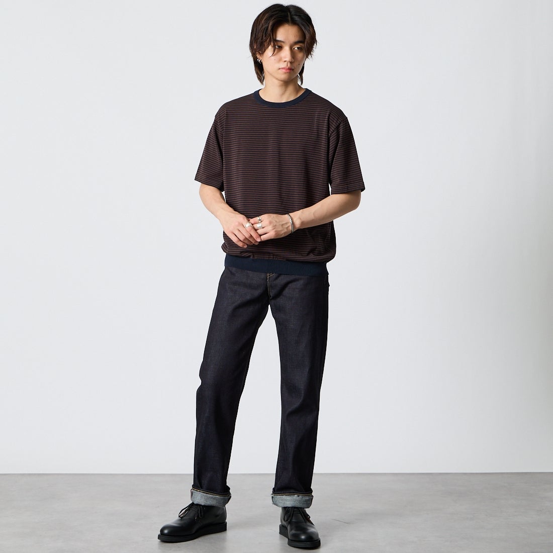 MOMOTARO JEANS [モモタロウ ジーンズ] 500 14.7ozスタンダード ナローストレートデニム [MMJZ0500] ID &&モデル身長：177cm 着用サイズ：28&&