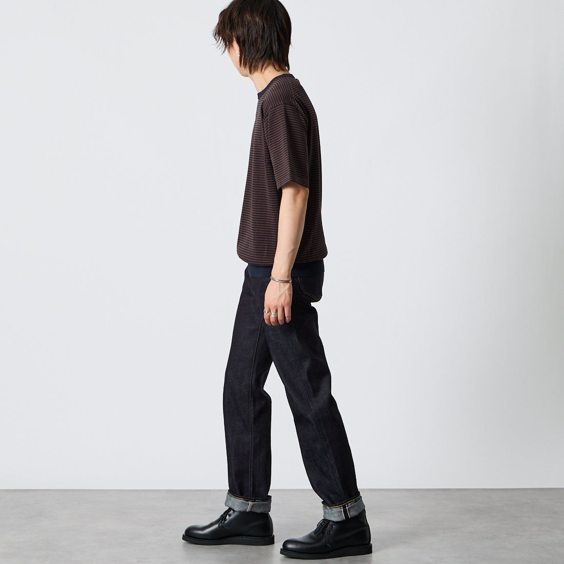 MOMOTARO JEANS [モモタロウ ジーンズ] 500 14.7ozスタンダード ナローストレートデニム [MMJZ0500] ID &&モデル身長：177cm 着用サイズ：28&&