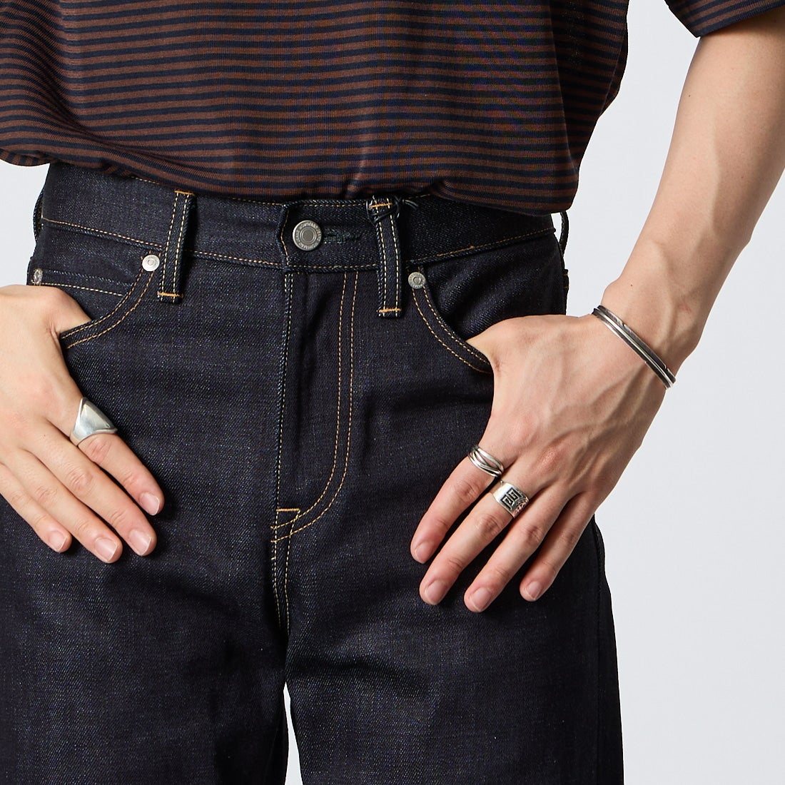 MOMOTARO JEANS [モモタロウ ジーンズ] 500 14.7ozスタンダード ナローストレートデニム [MMJZ0500] ID &&モデル身長：177cm 着用サイズ：28&&