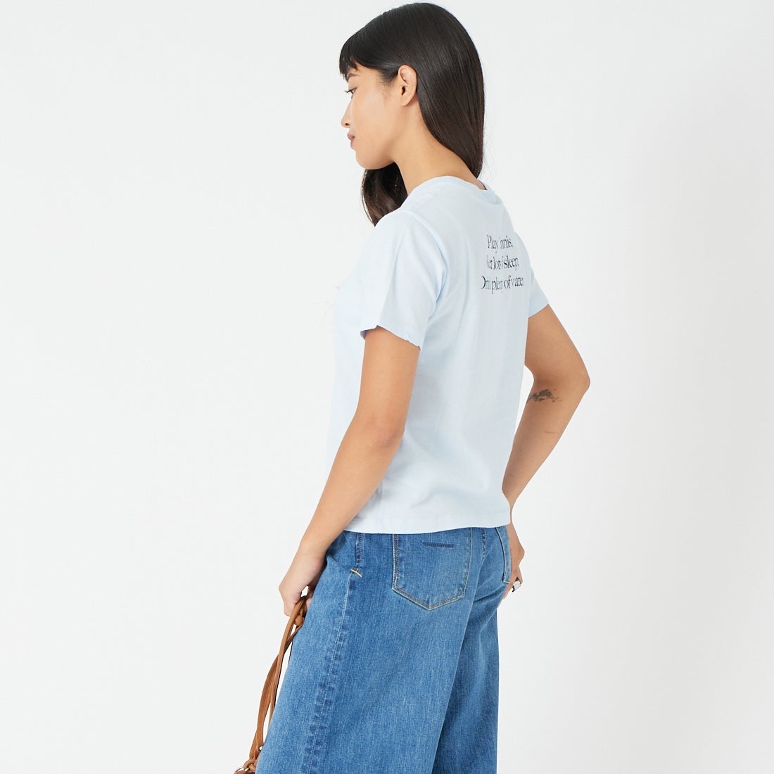 Sporty&Rich [スポーティアンドリッチ] PLAY TENNIS キッズTシャツ [SR06TO0487-5300] CIEL D.NVY &&モデル身長：162cm 着用サイズ：10-12&&