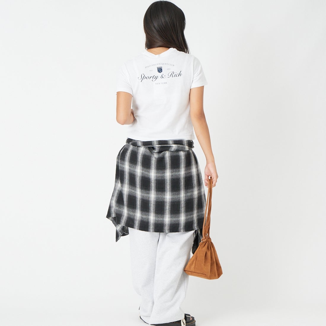 Sporty&Rich [スポーティアンドリッチ] シラキュース キッズTシャツ [SR06TO0487-5325] WHT D.NVY &&モデル身長：162cm 着用サイズ：10-12&&