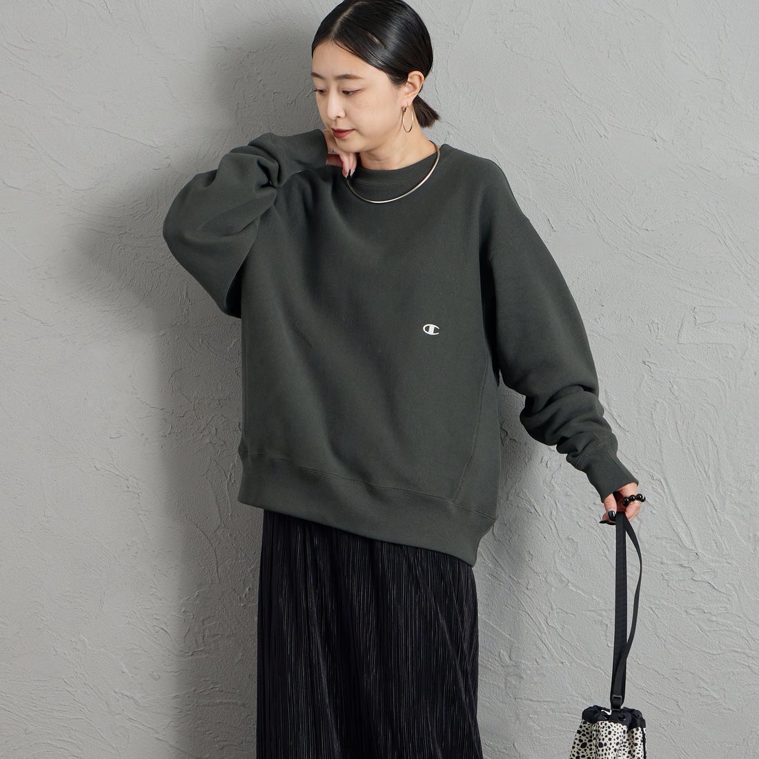 055 O.BLK&&モデル身長：150cm 着用サイズ：S&&