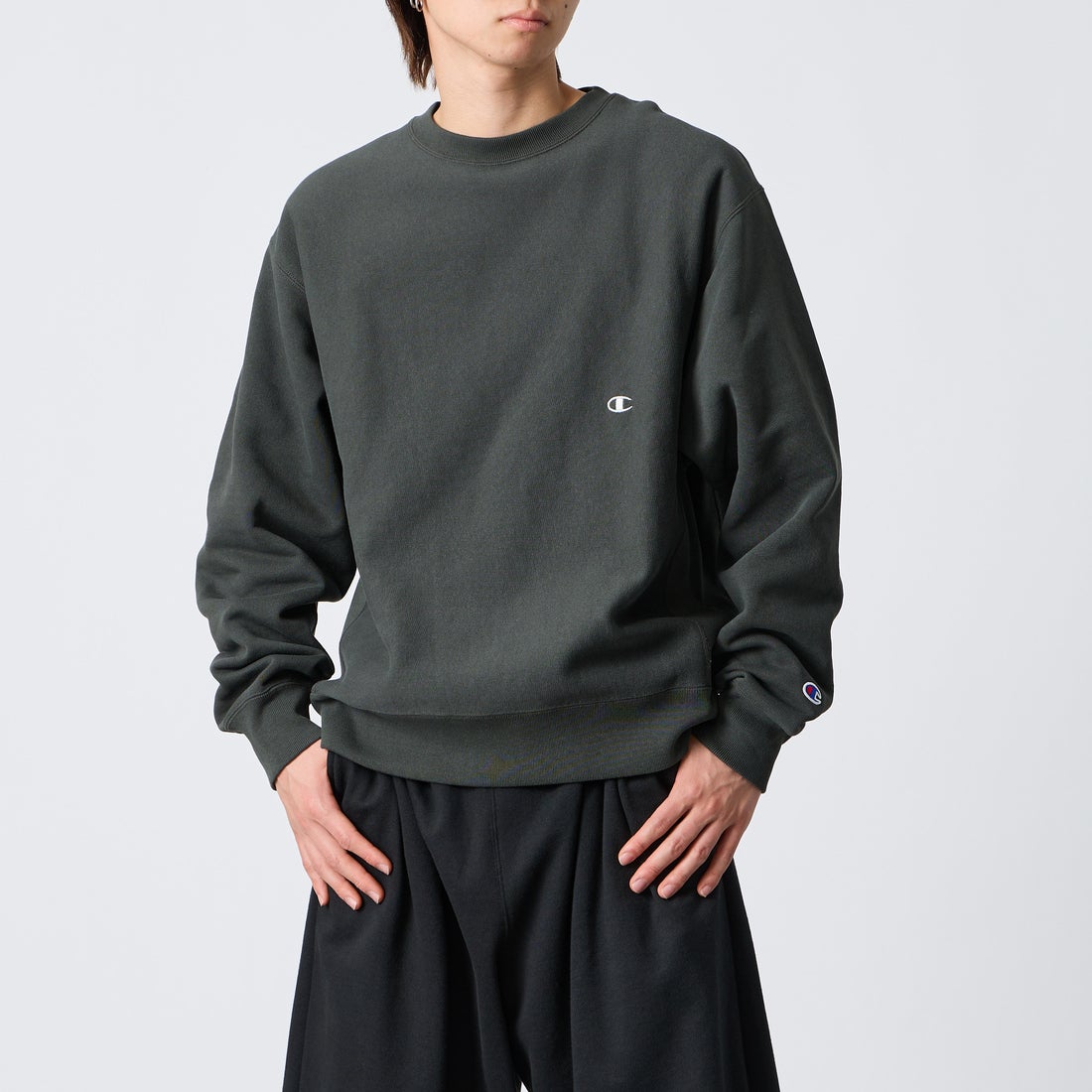 055 O.BLK&&モデル身長：177cm 着用サイズ：L&&
