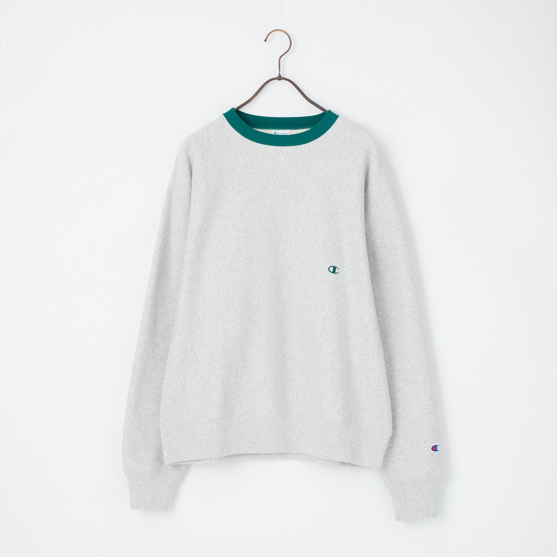 Champion [チャンピオン] 別注 スリーアイコン ロゴ刺繍スウェット [C8-E024-JF] 040 S.GRAY