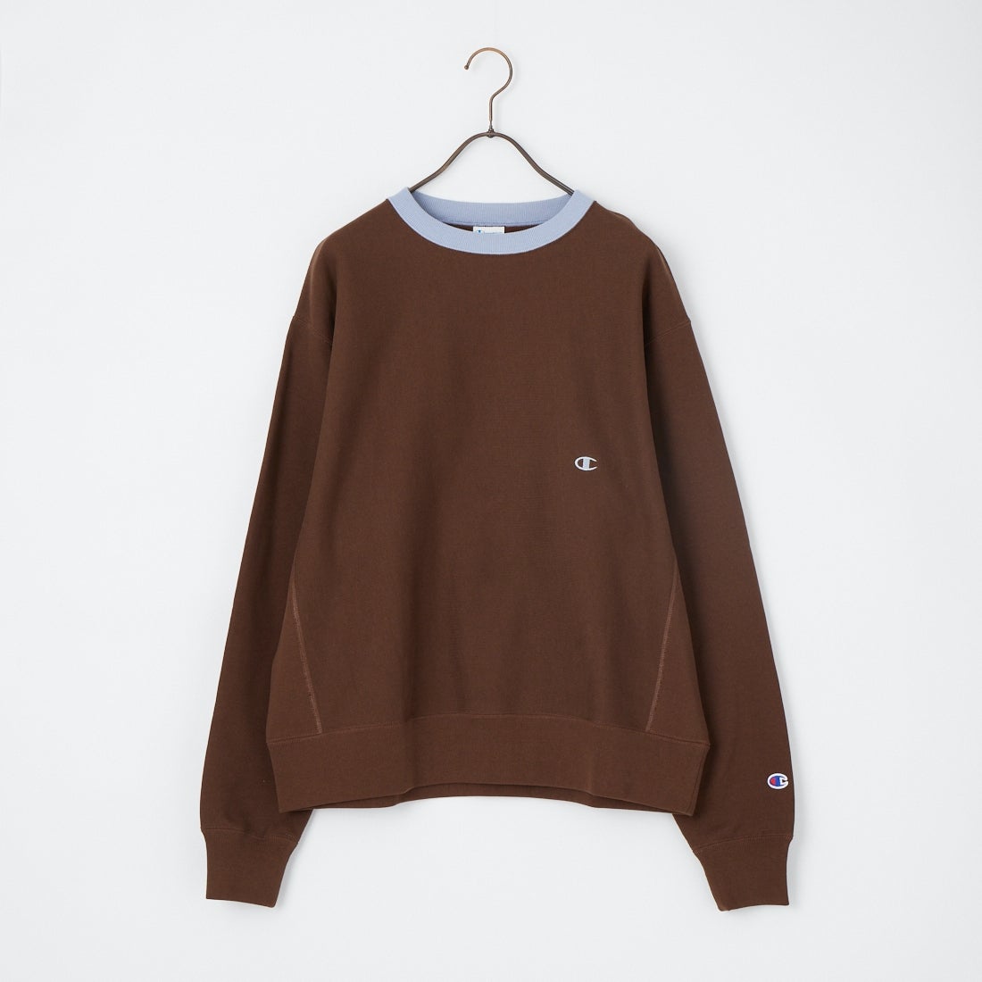 Champion [チャンピオン] 別注 スリーアイコン ロゴ刺繍スウェット [C8-E024-JF] 289 A.BRN