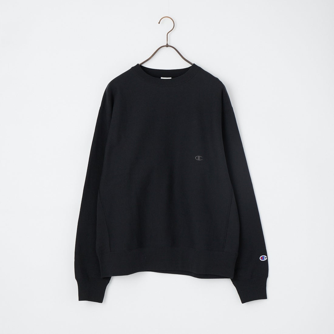 Champion [チャンピオン] 別注 スリーアイコン ロゴ刺繍スウェット [C8-E024-JF] 090 BLACK