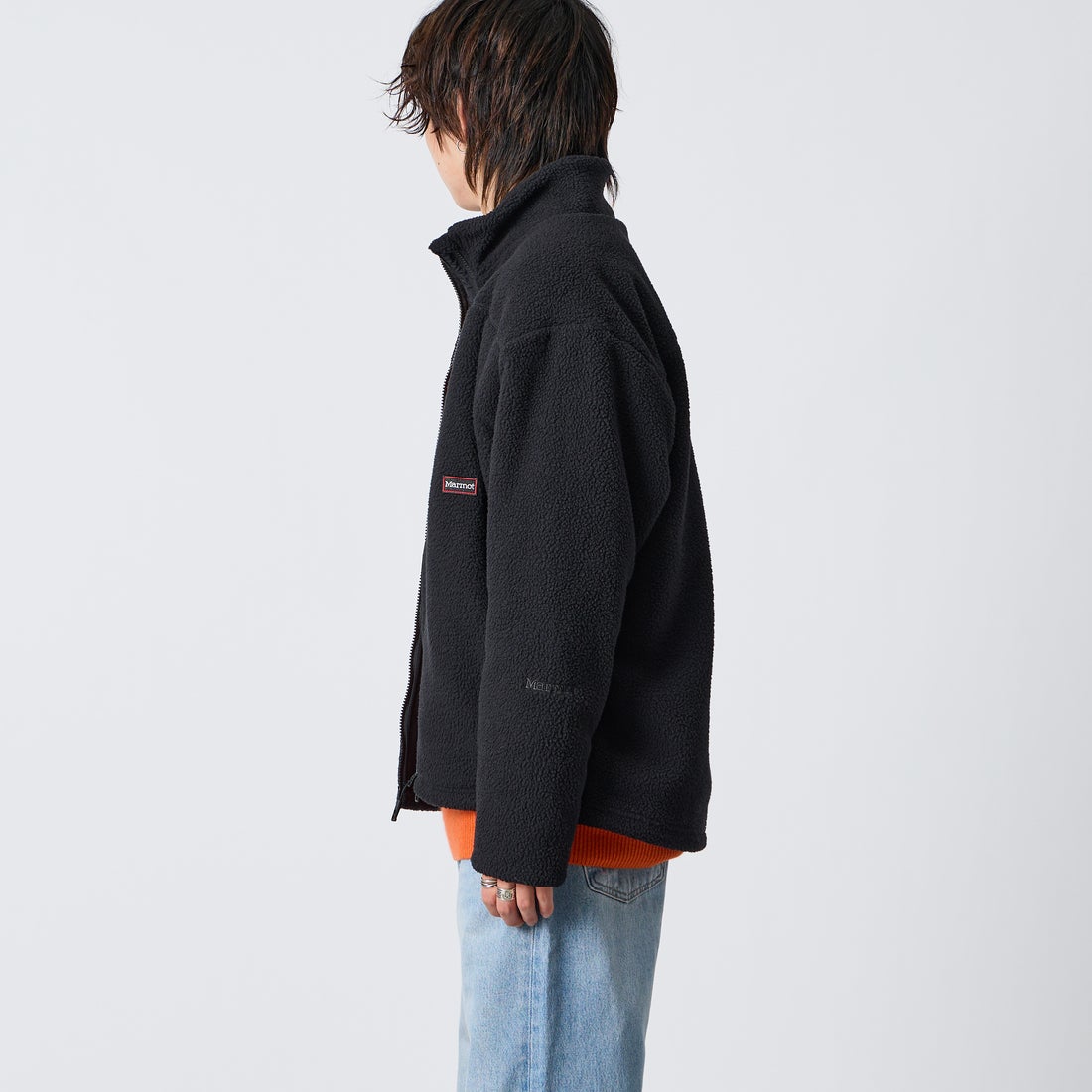 Marmot [マーモット] 別注 ATT ボアフリースジャケット [MTFW26UFL330IN-JF] BLACK &&モデル身長：177cm 着用サイズ：L&&