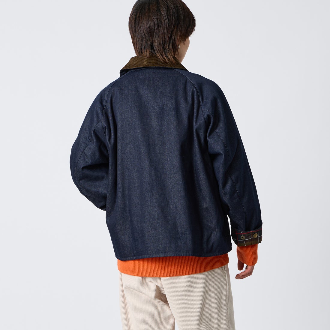 Barbour [バブアー] 別注 TRANSPORT 中綿入りトランスポートデニムジャケット [262MCAS246-JF] BLUE &&モデル身長：177cm 着用サイズ：38&&