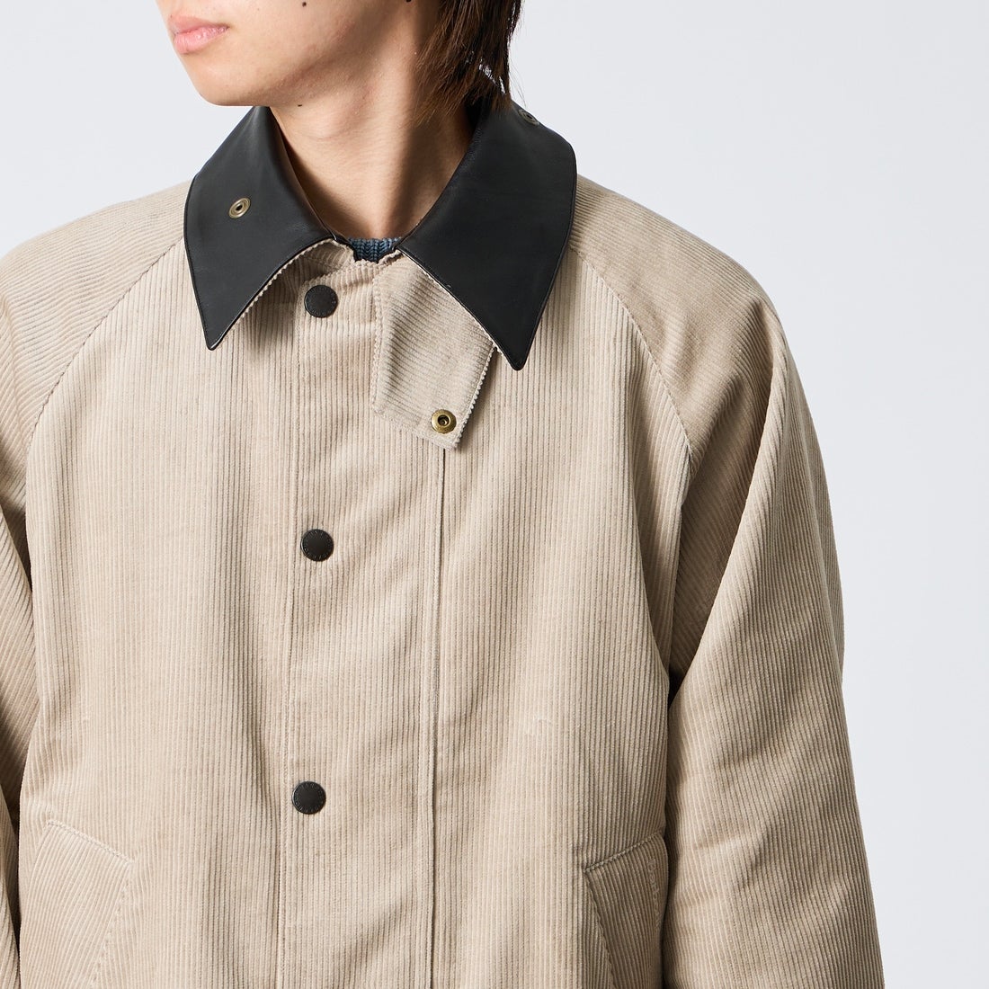 Barbour [バブアー] 別注 TRANSPORT トランスポートコーデュロイジャケット [262MCAS247-JF] GREIGE &&モデル身長：177cm 着用サイズ：38&&