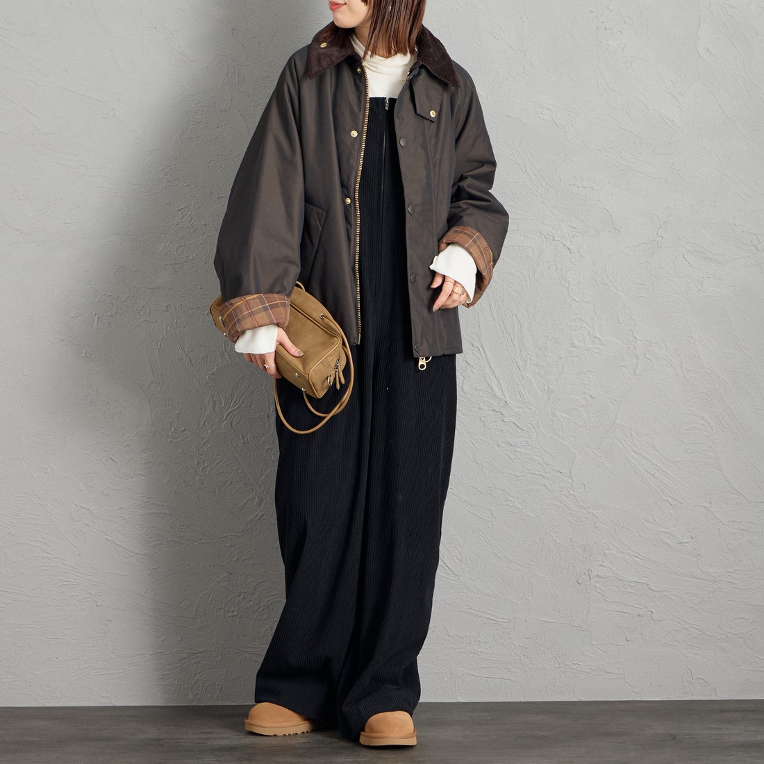 Barbour [バブアー] 別注 TRANSPORT 中綿入りトランスポートジャケット [262MCAS249-JF] BROWN &&モデル身長：159cm 着用サイズ：36&&