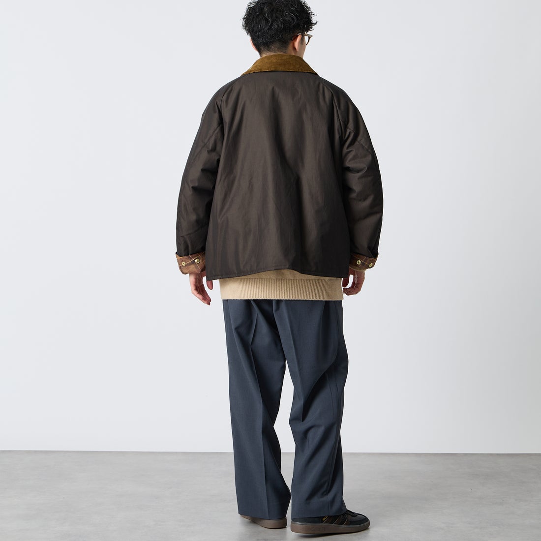 Barbour [バブアー] 別注 TRANSPORT 中綿入りトランスポートジャケット [262MCAS249-JF] BROWN &&モデル身長：168cm 着用サイズ：38&&