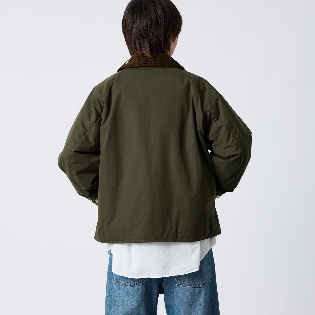 Barbour [バブアー] 別注 TRANSPORT 中綿入りトランスポートジャケット [262MCAS249-JF] SAGE &&モデル身長：177cm 着用サイズ：38&&