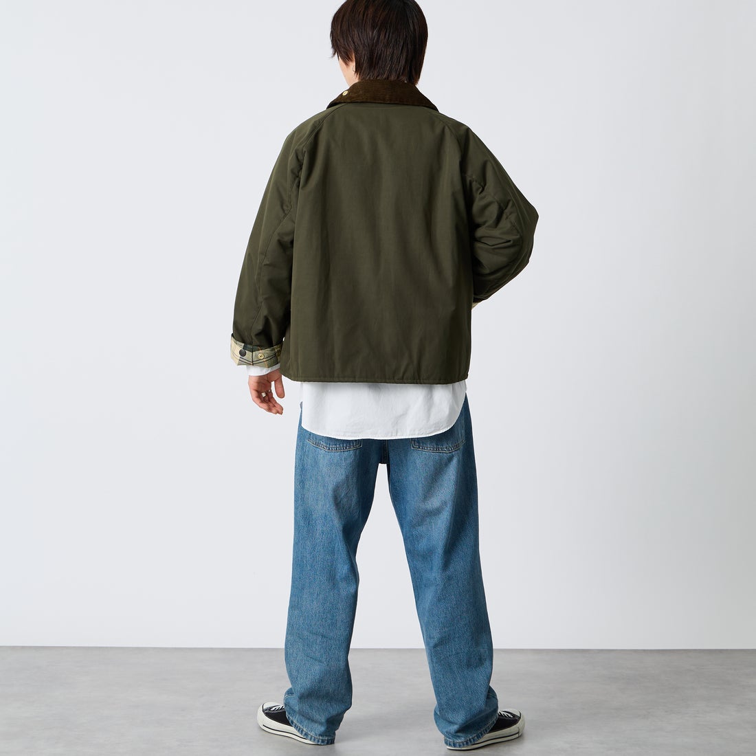 Barbour [バブアー] 別注 TRANSPORT 中綿入りトランスポートジャケット [262MCAS249-JF] SAGE &&モデル身長：177cm 着用サイズ：38&&