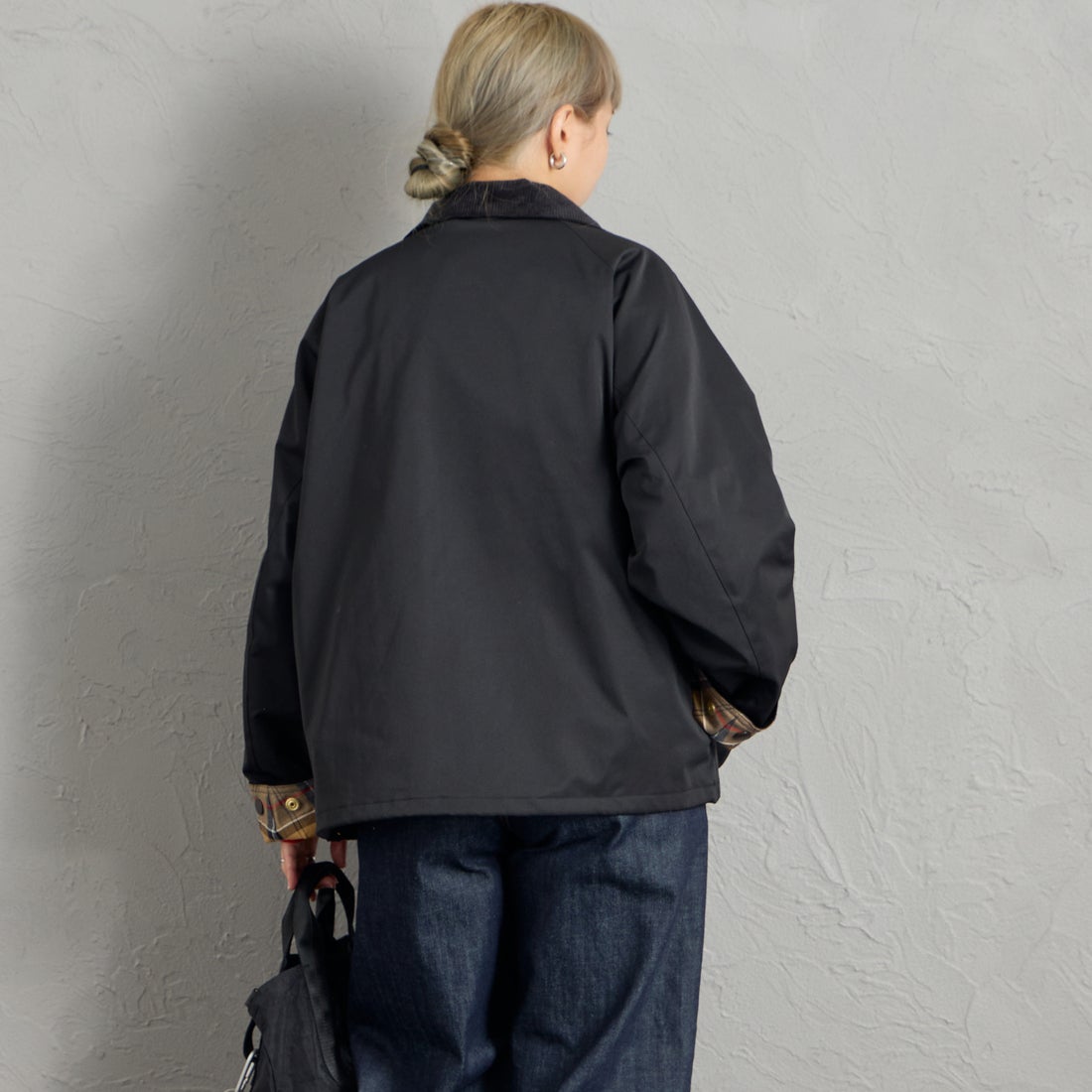 Barbour [バブアー] 別注 BEDALE スタンドカラー ビデイルショートジャケット [262MCAS248-JF] BLACK &&モデル身長：156cm 着用サイズ：36&&