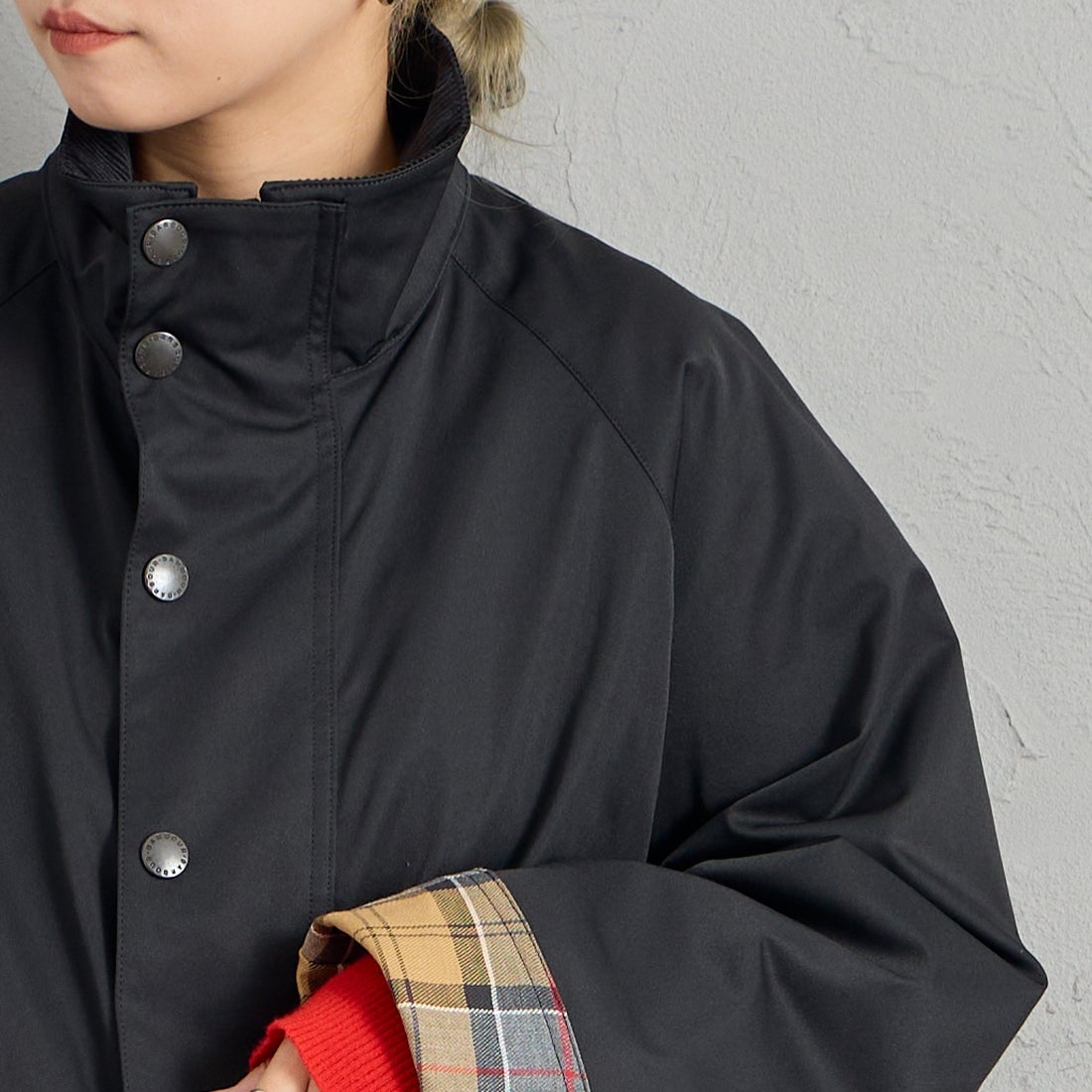 Barbour [バブアー] 別注 BEDALE スタンドカラー ビデイルショートジャケット [262MCAS248-JF] BLACK &&モデル身長：156cm 着用サイズ：36&&