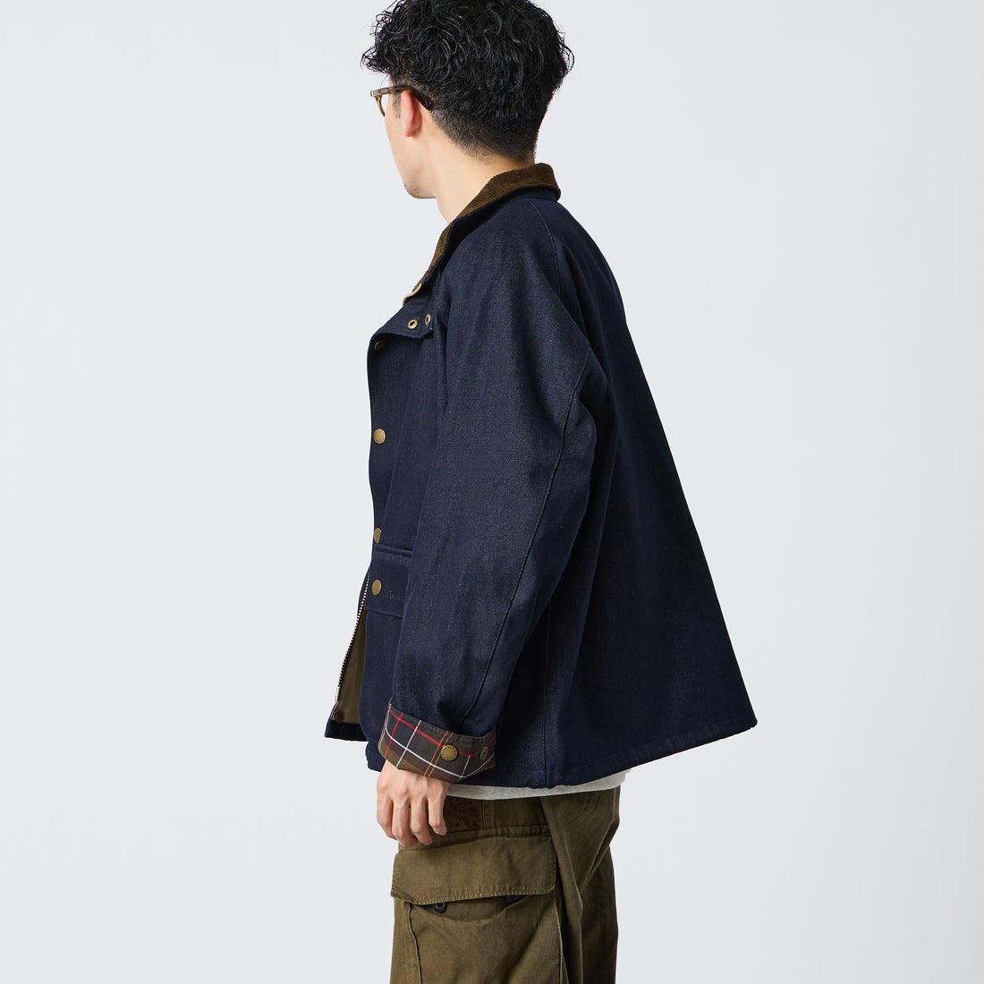 Barbour [バブアー] 別注 BEDALE スタンドカラー ビデイルショートジャケット [262MCAS248-JF] BLUE &&モデル身長：168cm 着用サイズ：38&&