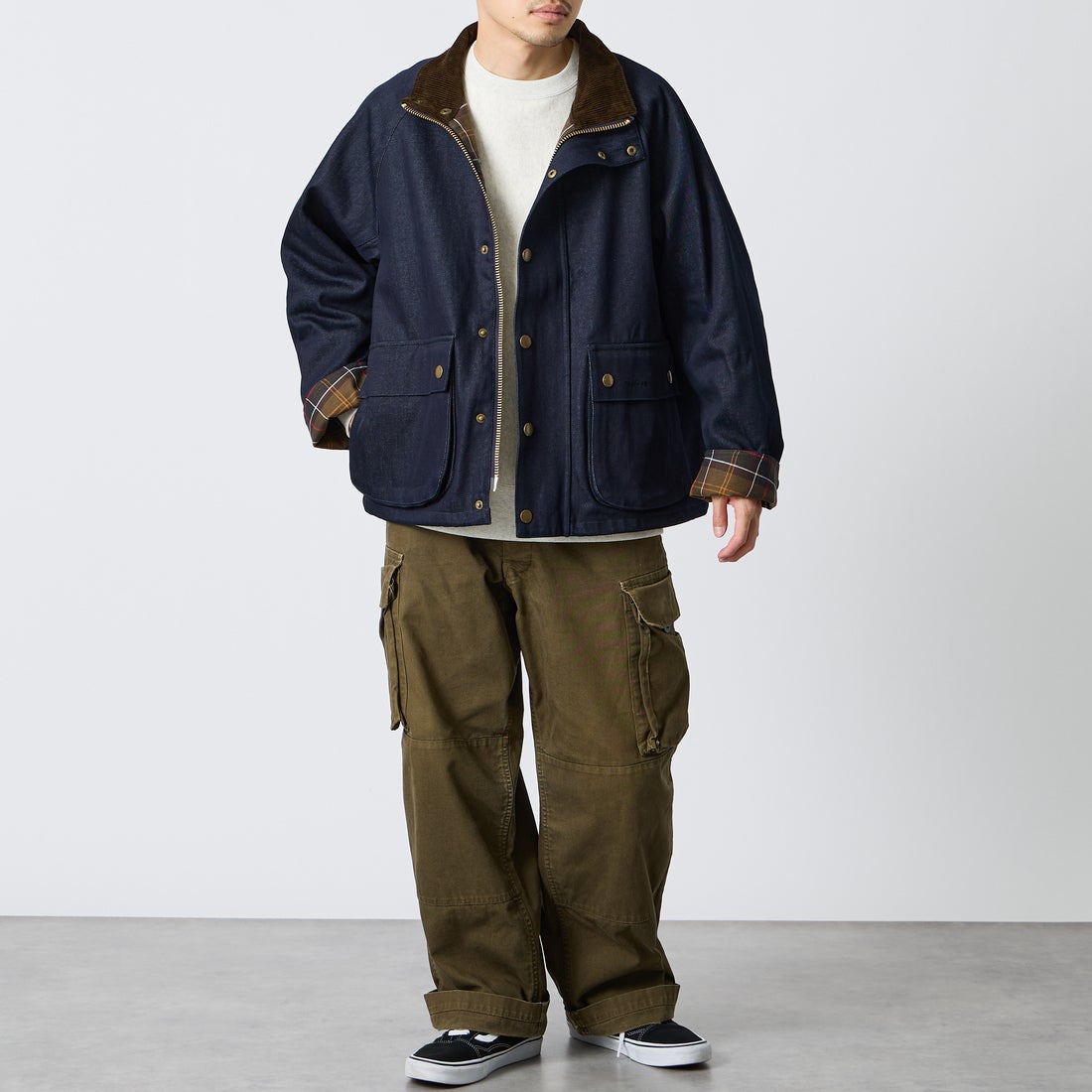 Barbour [バブアー] 別注 BEDALE スタンドカラー ビデイルショートジャケット [262MCAS248-JF] BLUE &&モデル身長：168cm 着用サイズ：38&&