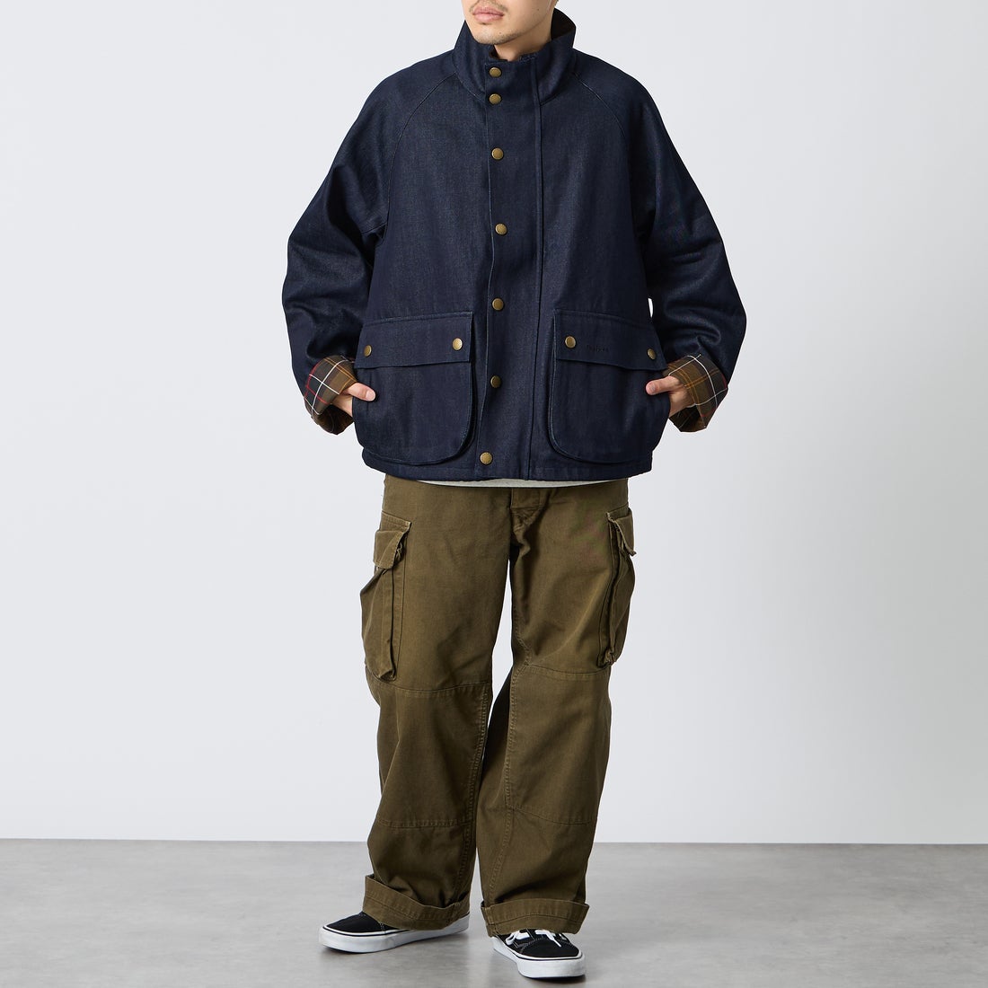 Barbour [バブアー] 別注 BEDALE スタンドカラー ビデイルショートジャケット [262MCAS248-JF] BLUE &&モデル身長：168cm 着用サイズ：38&&