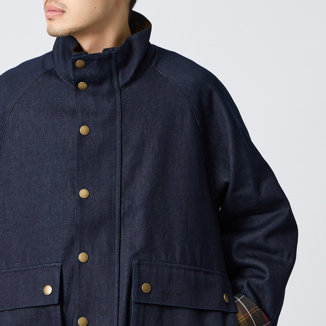 Barbour [バブアー] 別注 BEDALE スタンドカラー ビデイルショートジャケット [262MCAS248-JF] BLUE &&モデル身長：168cm 着用サイズ：38&&