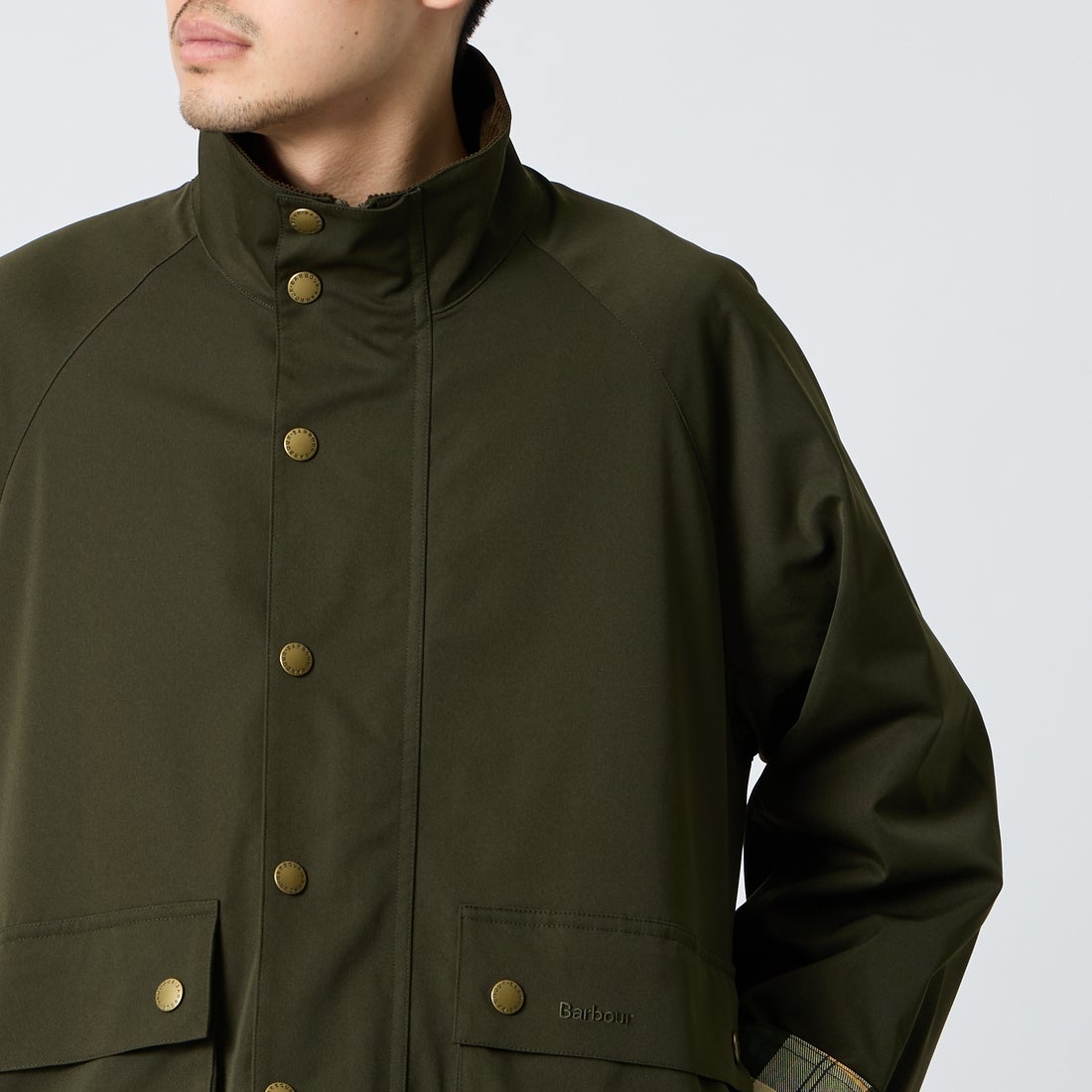 Barbour [バブアー] 別注 BEDALE スタンドカラー ビデイルショートジャケット [262MCAS248-JF] SAGE &&モデル身長：168cm 着用サイズ：38&&
