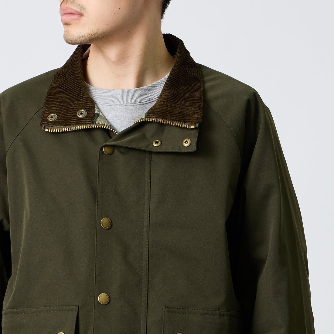 Barbour [バブアー] 別注 BEDALE スタンドカラー ビデイルショートジャケット [262MCAS248-JF] SAGE &&モデル身長：168cm 着用サイズ：38&&