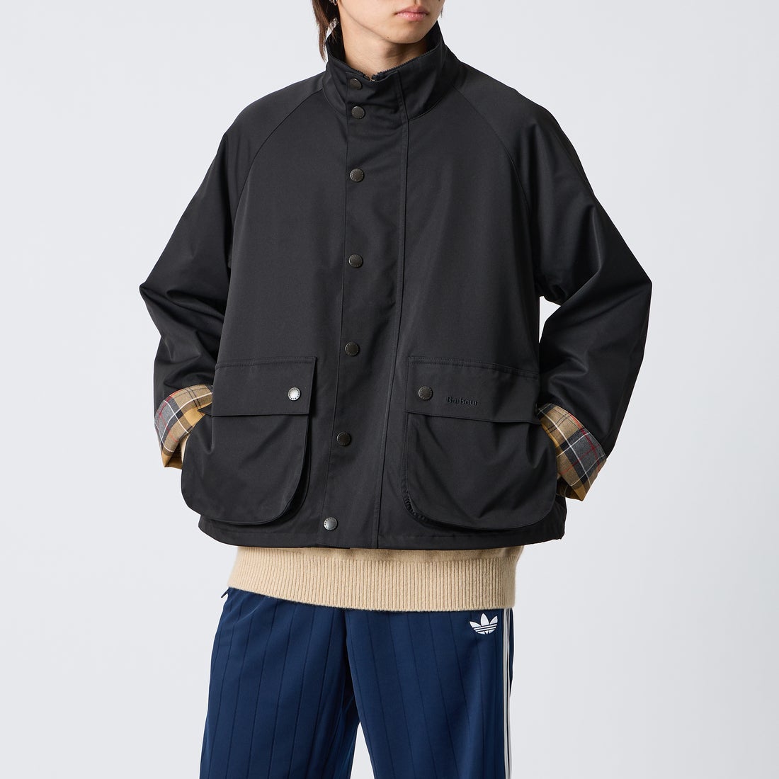 Barbour [バブアー] 別注 BEDALE スタンドカラー ビデイルショートジャケット [262MCAS248-JF] BLACK &&モデル身長：177cm 着用サイズ：38&&