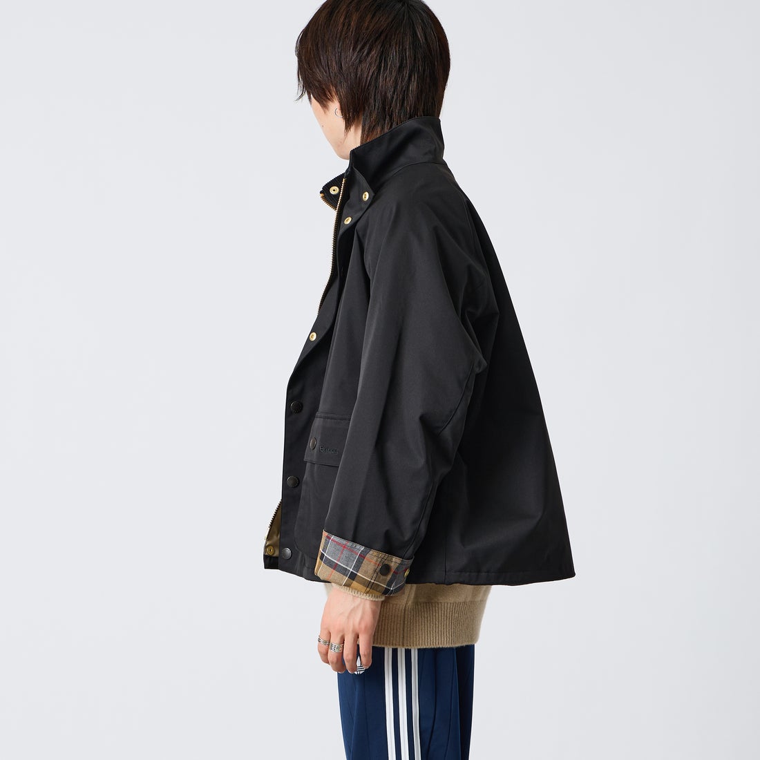 Barbour [バブアー] 別注 BEDALE スタンドカラー ビデイルショートジャケット [262MCAS248-JF] BLACK &&モデル身長：177cm 着用サイズ：38&&
