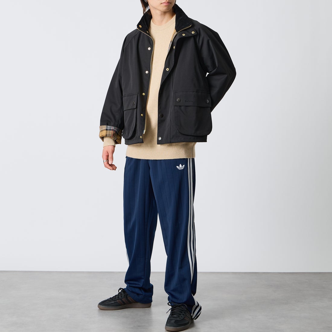 Barbour [バブアー] 別注 BEDALE スタンドカラー ビデイルショートジャケット [262MCAS248-JF] BLACK &&モデル身長：177cm 着用サイズ：38&&