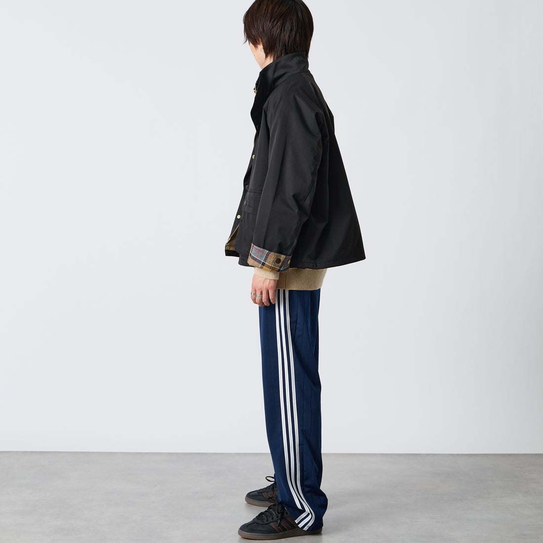 Barbour [バブアー] 別注 BEDALE スタンドカラー ビデイルショートジャケット [262MCAS248-JF] BLACK &&モデル身長：177cm 着用サイズ：38&&
