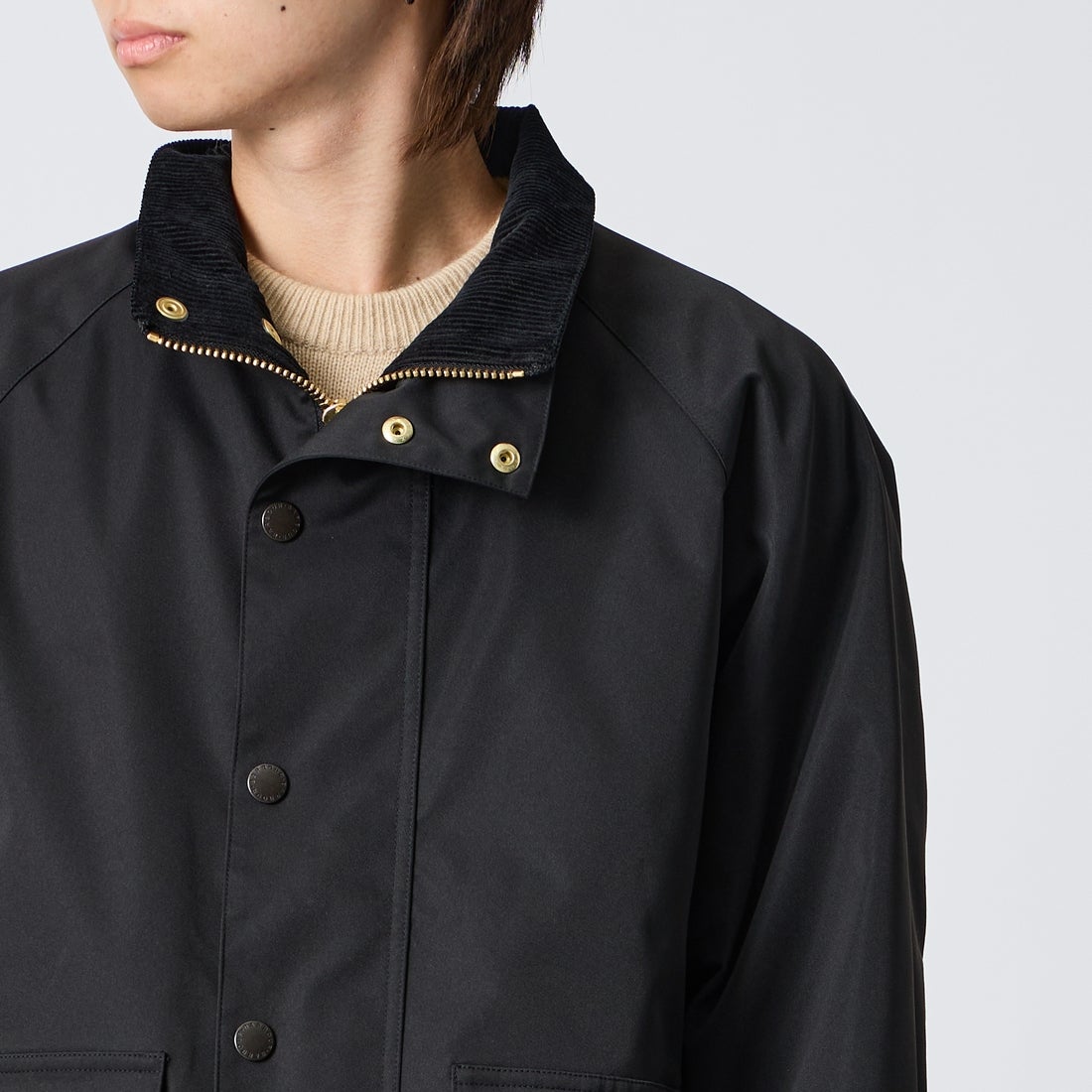 Barbour [バブアー] 別注 BEDALE スタンドカラー ビデイルショートジャケット [262MCAS248-JF] BLACK &&モデル身長：177cm 着用サイズ：38&&
