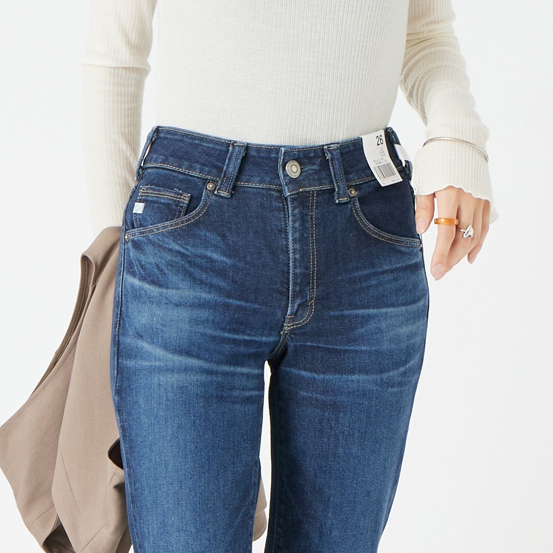 SOMETHING [サムシング] LISA モアフレアデニムパンツ [SEA51] 226 D.BLUE &&モデル身長：162cm 着用サイズ：26&&