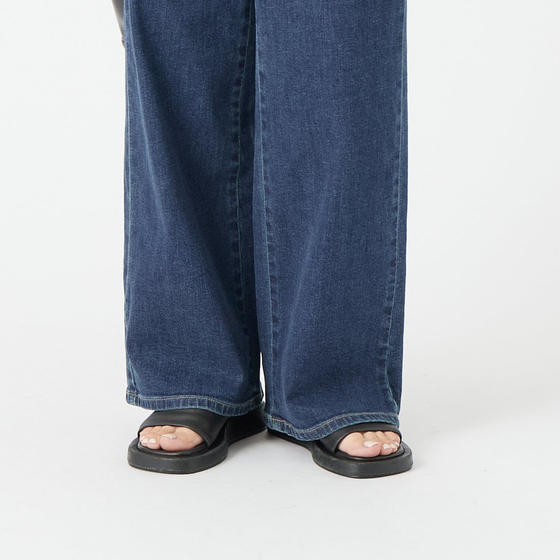 SOMETHING [サムシング] LISA フロントフラップ ワイドデニムパンツ [SEA583] 40 D.USED &&モデル身長：162cm 着用サイズ：XS&&