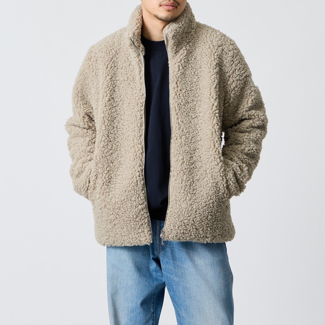 TATRAS [タトラス] 別注 GOLO スタンドカラーボアブルゾン [MCKA1180033968-JF] L.GRAY &&モデル身長：168cm 着用サイズ：3&&