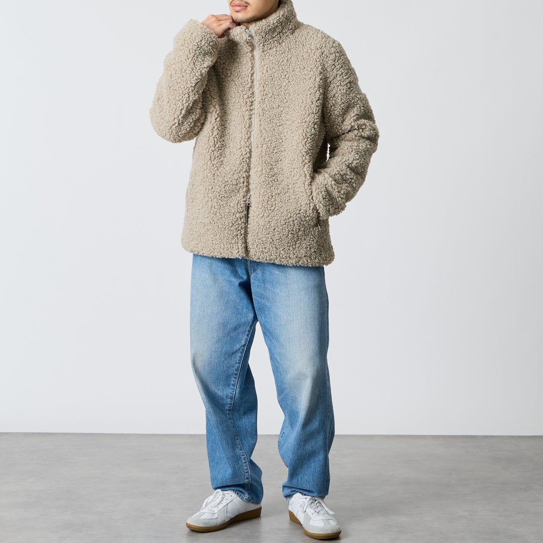 TATRAS [タトラス] 別注 GOLO スタンドカラーボアブルゾン [MCKA1180033968-JF] L.GRAY &&モデル身長：168cm 着用サイズ：3&&