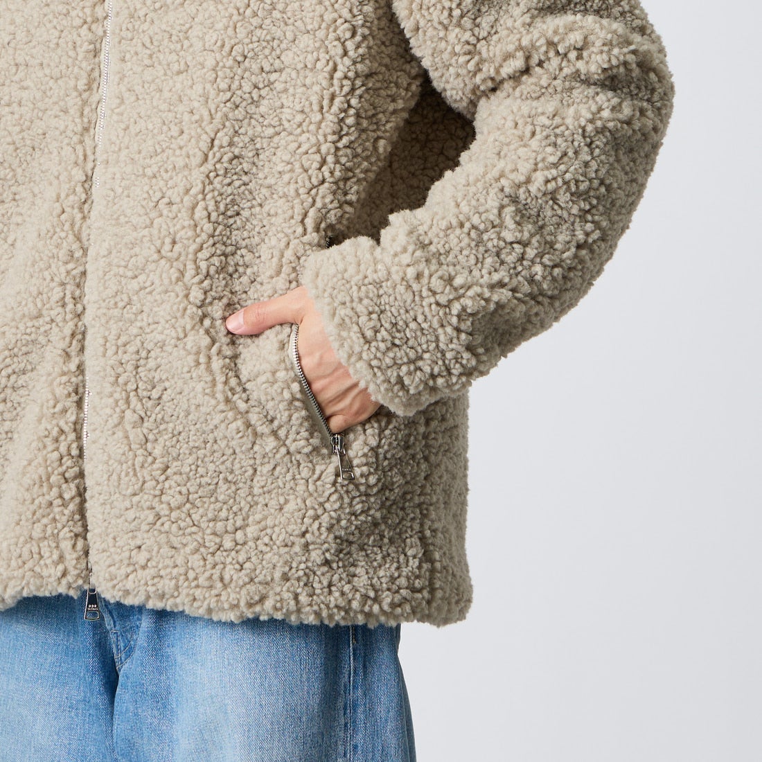 TATRAS [タトラス] 別注 GOLO スタンドカラーボアブルゾン [MCKA1180033968-JF] L.GRAY &&モデル身長：168cm 着用サイズ：3&&