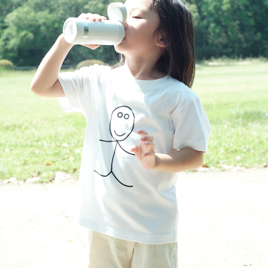 A SCENE [エーシーン] 別注 HIMAA×A SCENE ショートスリーブTシャツ [HM04-005-JF] WHITE A  &&モデル身長：100cm 着用サイズ：110&&