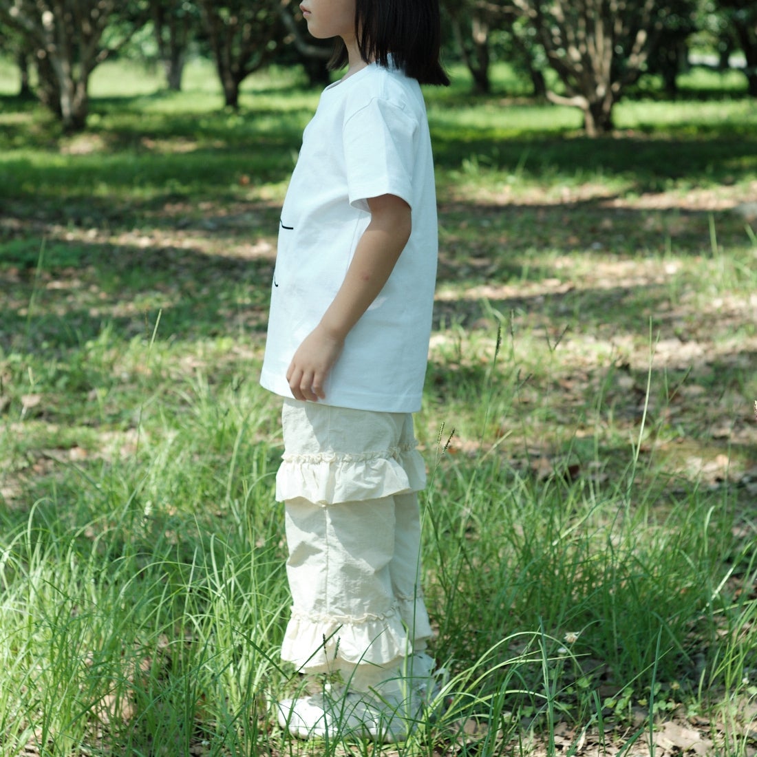 A SCENE [エーシーン] 別注 HIMAA×A SCENE ショートスリーブTシャツ [HM04-005-JF] WHITE A  &&モデル身長：100cm 着用サイズ：110&&