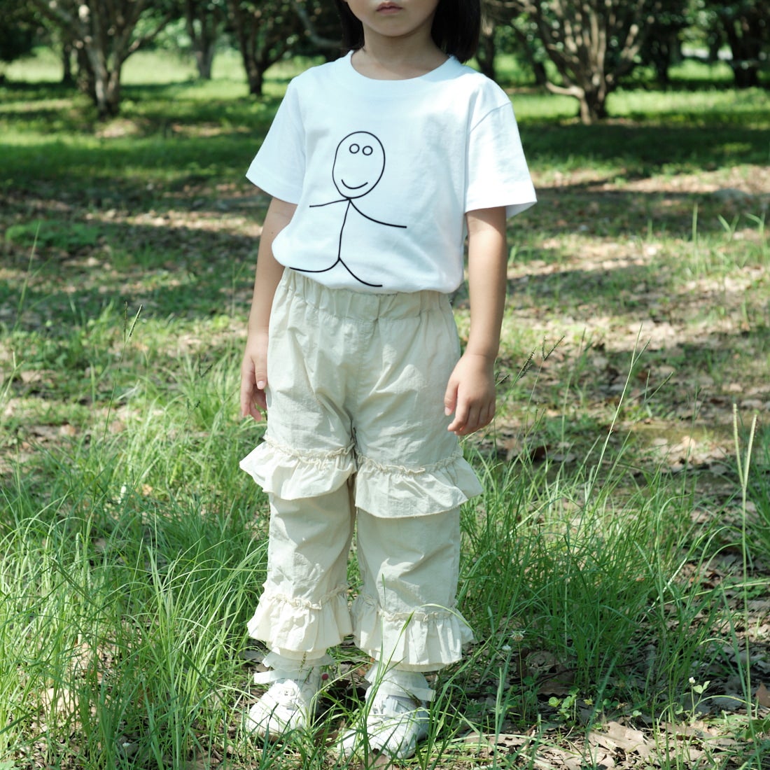 A SCENE [エーシーン] 別注 HIMAA×A SCENE ショートスリーブTシャツ [HM04-005-JF] WHITE A  &&モデル身長：100cm 着用サイズ：110&&