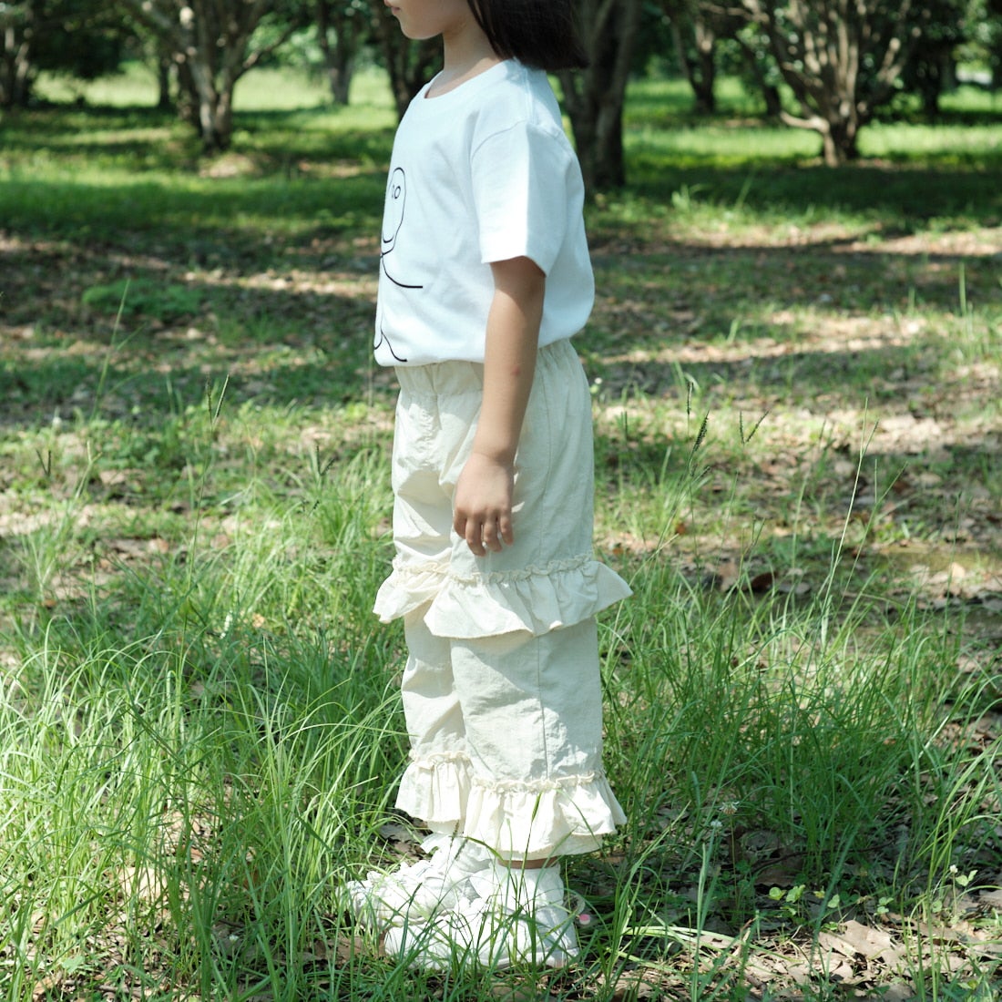 A SCENE [エーシーン] 別注 HIMAA×A SCENE ショートスリーブTシャツ [HM04-005-JF] WHITE A  &&モデル身長：100cm 着用サイズ：110&&