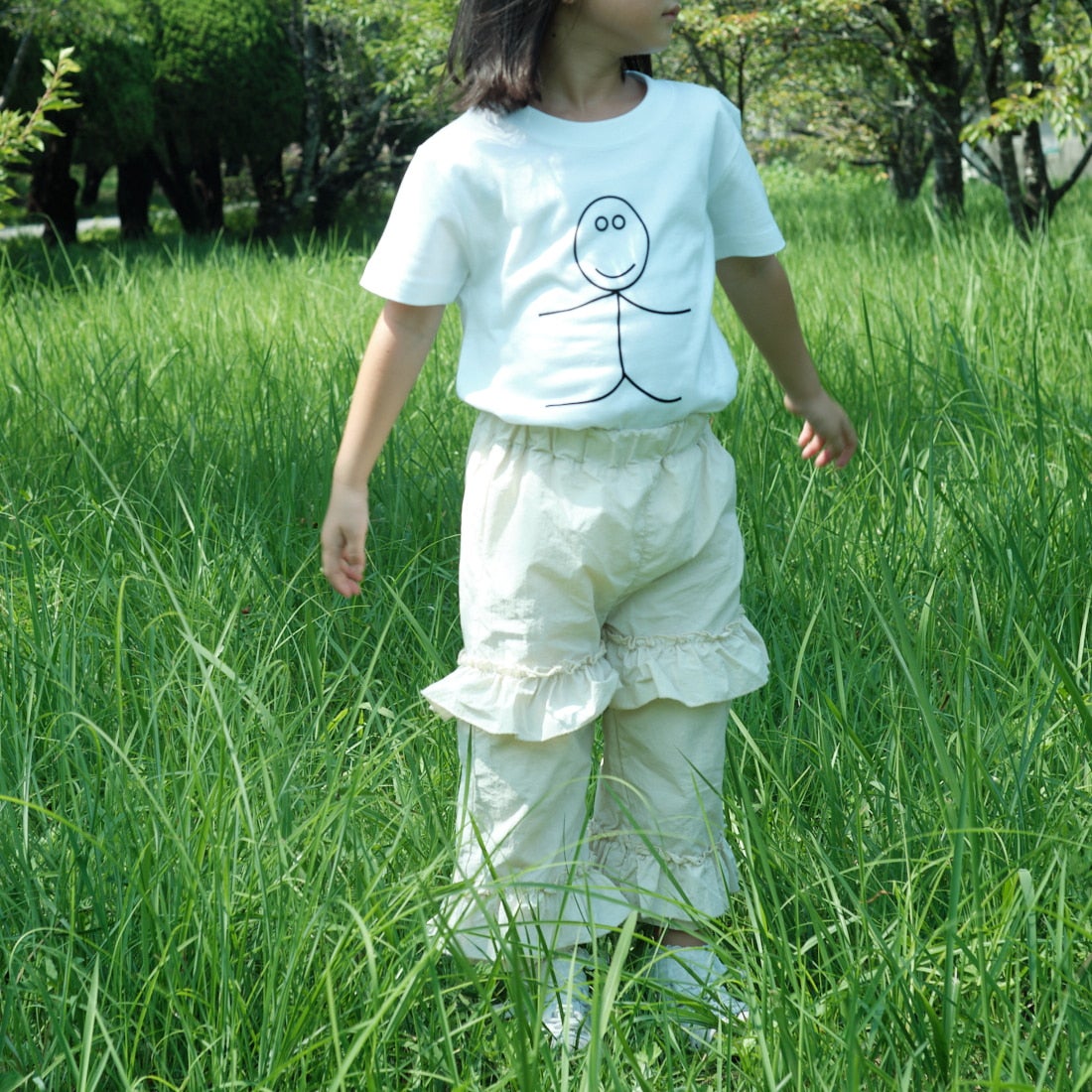A SCENE [エーシーン] 別注 HIMAA×A SCENE ショートスリーブTシャツ [HM04-005-JF] WHITE A  &&モデル身長：100cm 着用サイズ：110&&