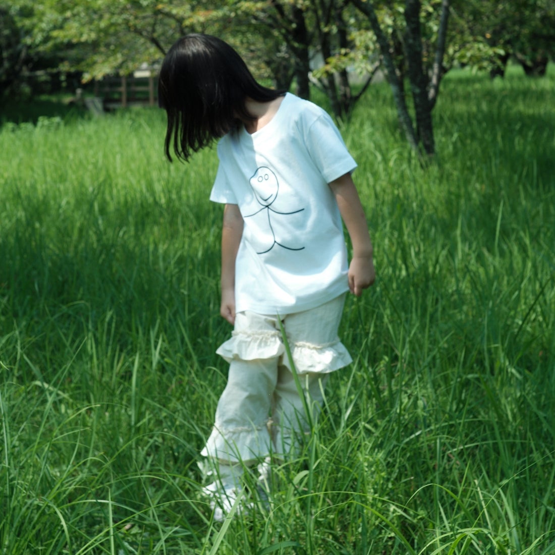 A SCENE [エーシーン] 別注 HIMAA×A SCENE ショートスリーブTシャツ [HM04-005-JF] WHITE A  &&モデル身長：100cm 着用サイズ：110&&
