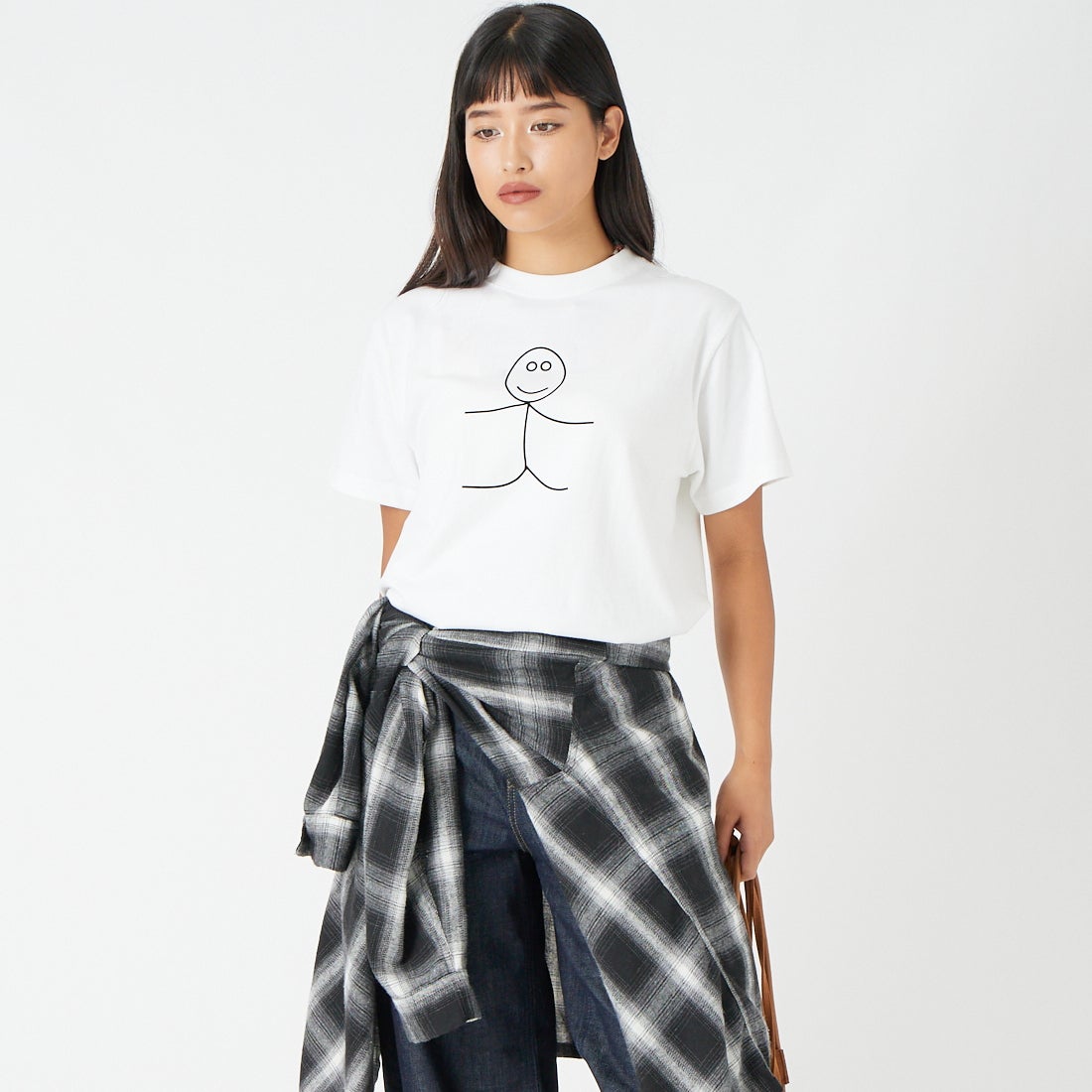 A SCENE [エーシーン] 別注 HIMAA×A SCENE ショートスリーブTシャツ [HM04-005-JF] WHITE A &&モデル身長：162cm 着用サイズ：S&&