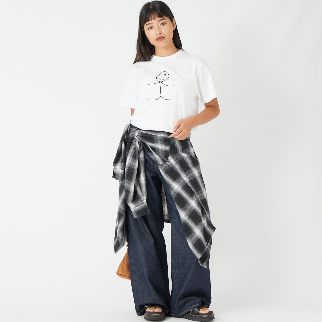 A SCENE [エーシーン] 別注 HIMAA×A SCENE ショートスリーブTシャツ [HM04-005-JF] WHITE A &&モデル身長：162cm 着用サイズ：S&&