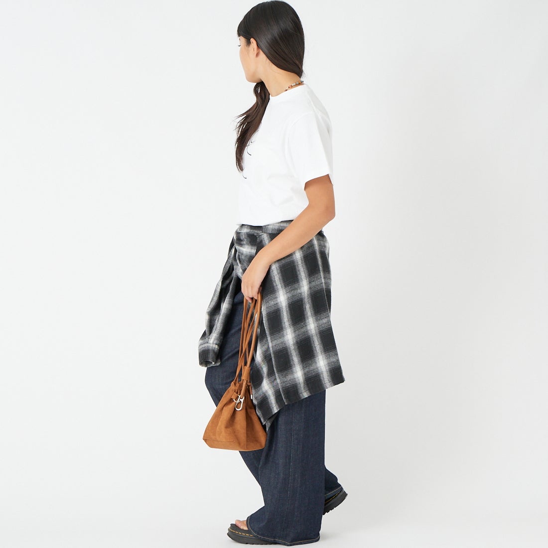 A SCENE [エーシーン] 別注 HIMAA×A SCENE ショートスリーブTシャツ [HM04-005-JF] WHITE A &&モデル身長：162cm 着用サイズ：S&&