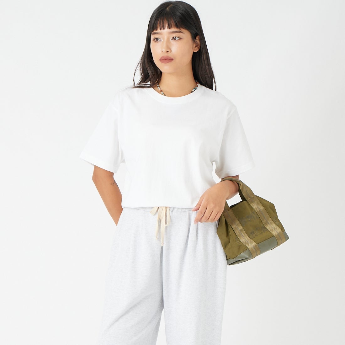 A SCENE [エーシーン] 別注 HIMAA×A SCENE ショートスリーブTシャツ [HM04-005-JF] WHITE B &&モデル身長：162cm 着用サイズ：S&&