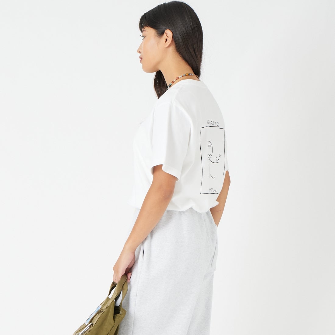 A SCENE [エーシーン] 別注 HIMAA×A SCENE ショートスリーブTシャツ [HM04-005-JF] WHITE B &&モデル身長：162cm 着用サイズ：S&&